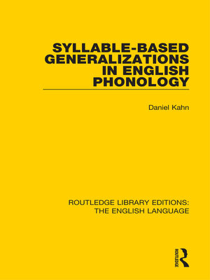 cover image of Syllable-Based Generalizations in English Phonology